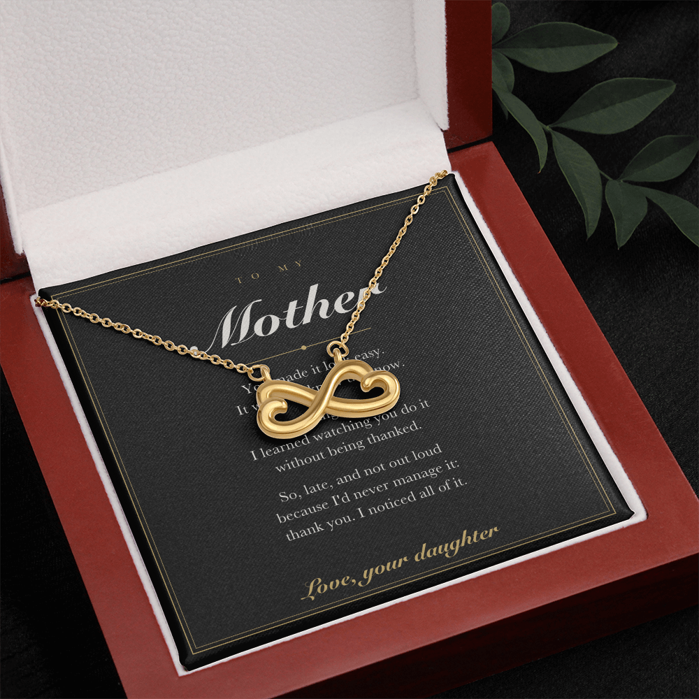 To My Mother — Endless Love Necklace with Message Card from Your Daughter