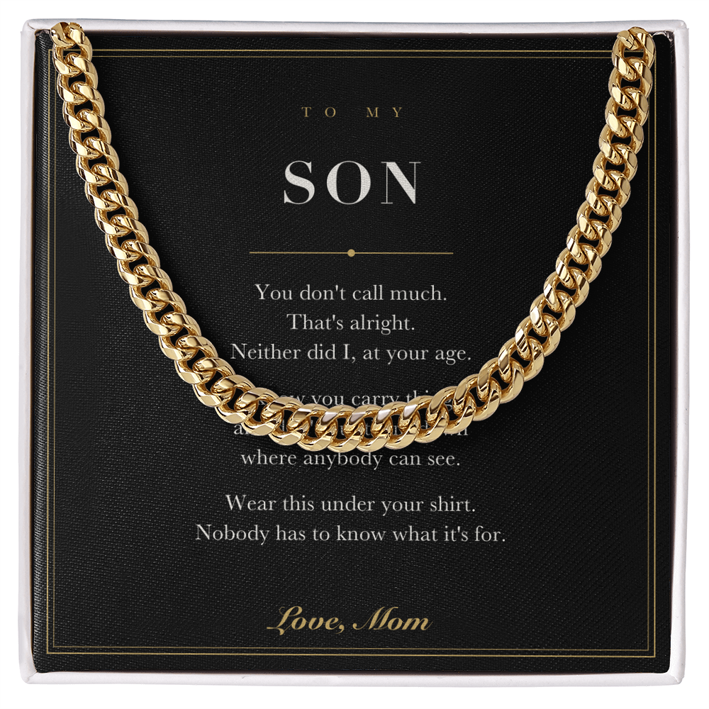 To My Son — Cuban Link Chain with Message Card from Mom