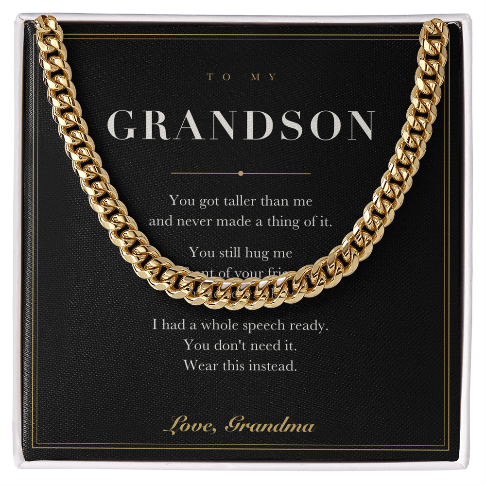 To My Grandson — Cuban Link Chain with Message Card from Grandma