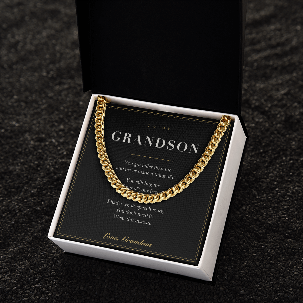 To My Grandson — Cuban Link Chain with Message Card from Grandma
