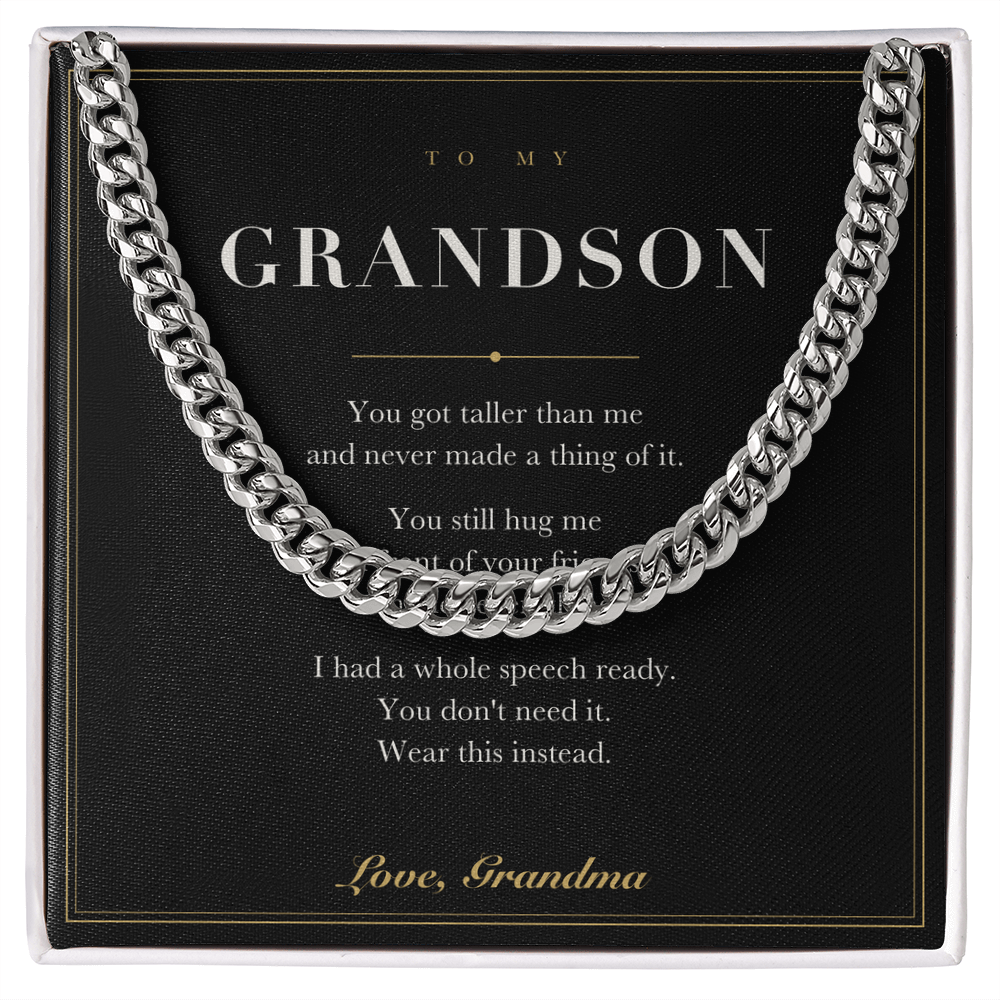 To My Grandson — Cuban Link Chain with Message Card from Grandma
