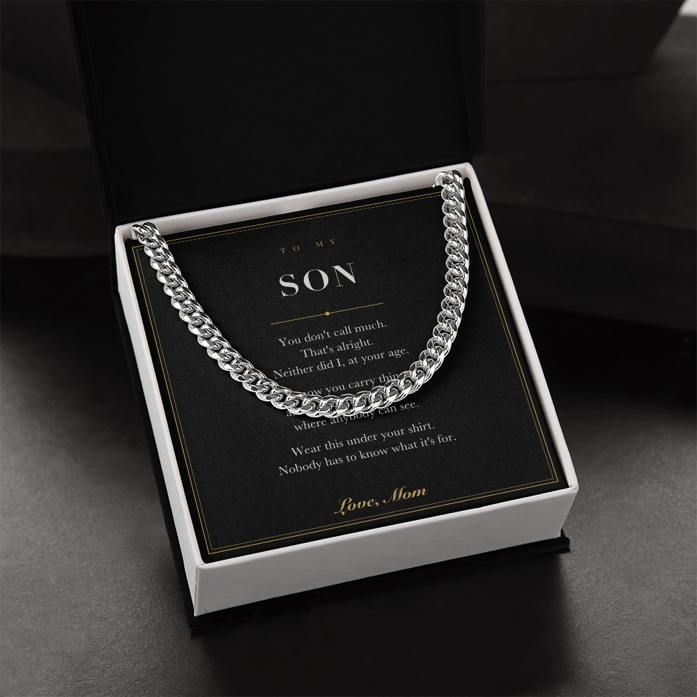 To My Son — Cuban Link Chain with Message Card from Mom