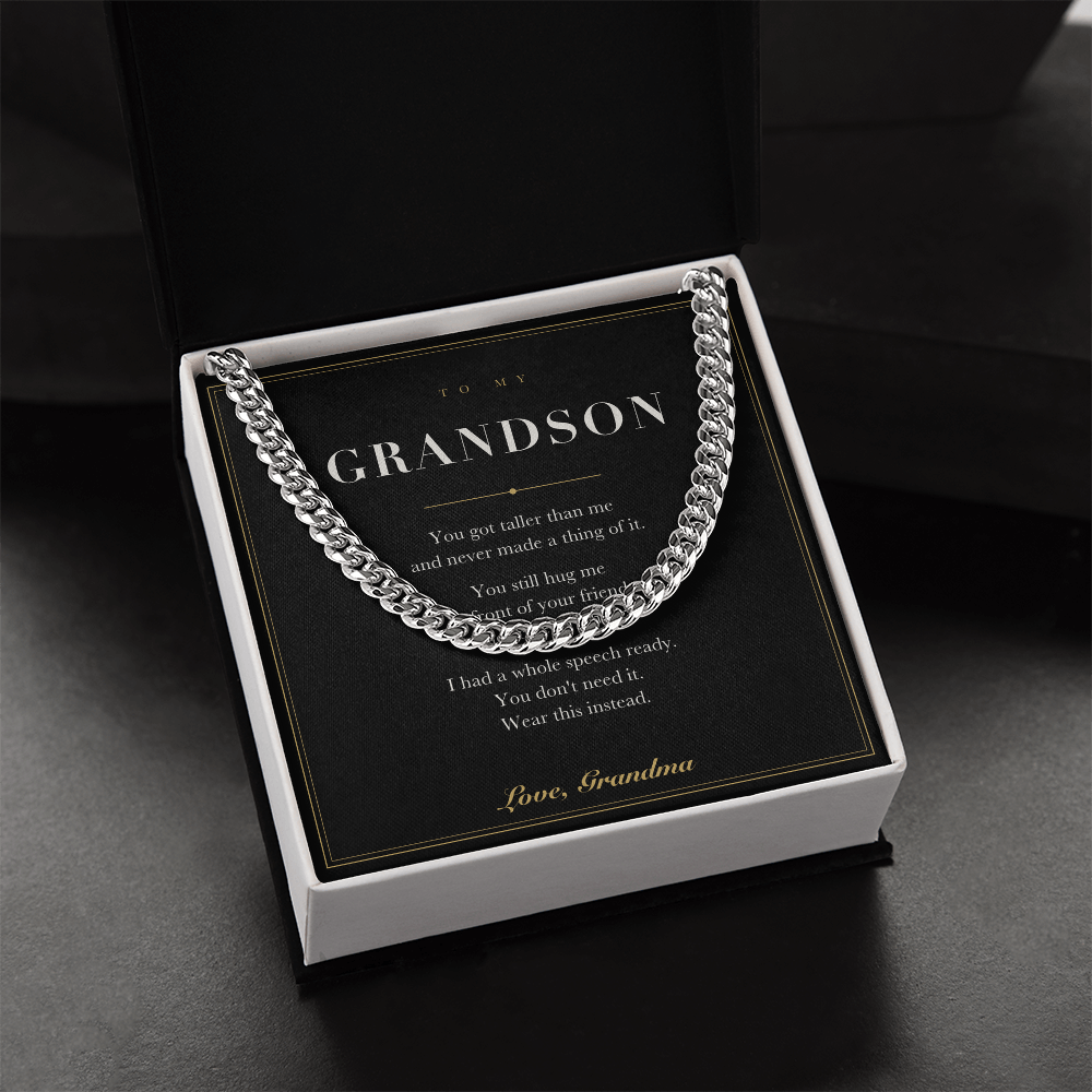 To My Grandson — Cuban Link Chain with Message Card from Grandma