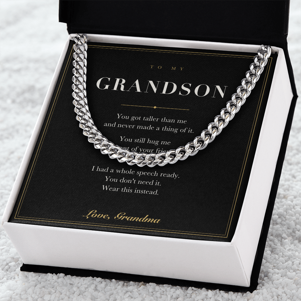 To My Grandson — Cuban Link Chain with Message Card from Grandma