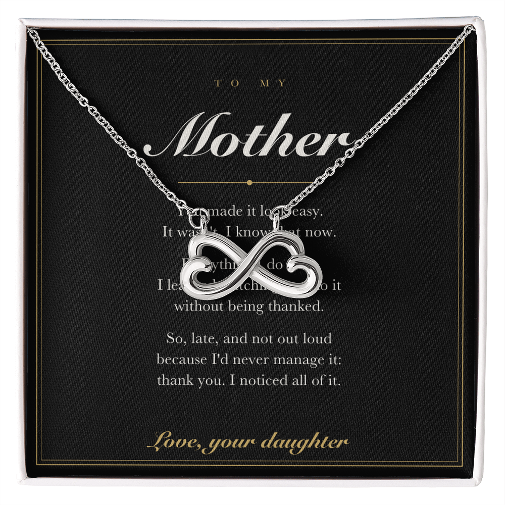 To My Mother — Endless Love Necklace with Message Card from Your Daughter