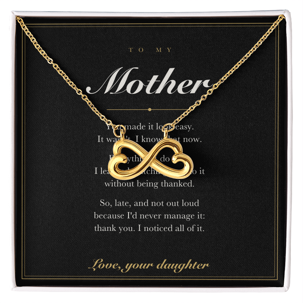 To My Mother — Endless Love Necklace with Message Card from Your Daughter